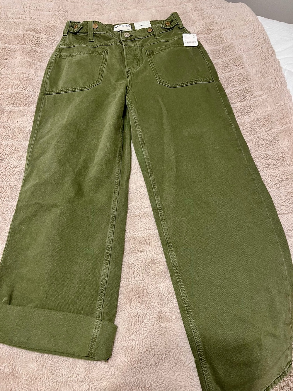 We The Free Olive Green Wide-Leg Chinos